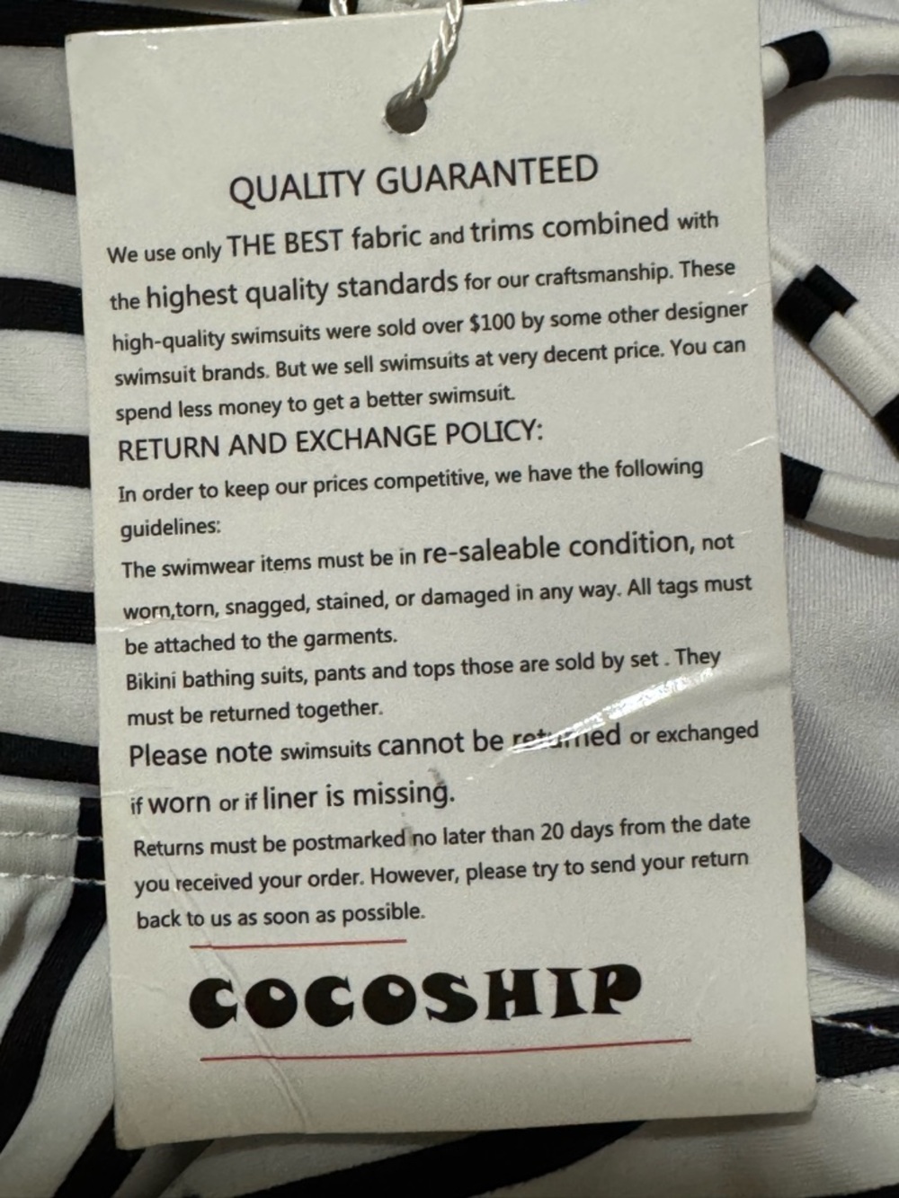 COCOSHIP NWT Black White Striped Peplum Bikini Swim Top Women’s Small - Picture 4 of 4